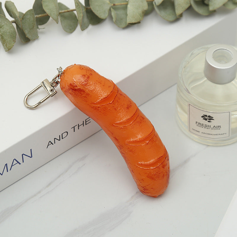 Wholesale PVC Three-dimensional Sausage Creative Key Chain